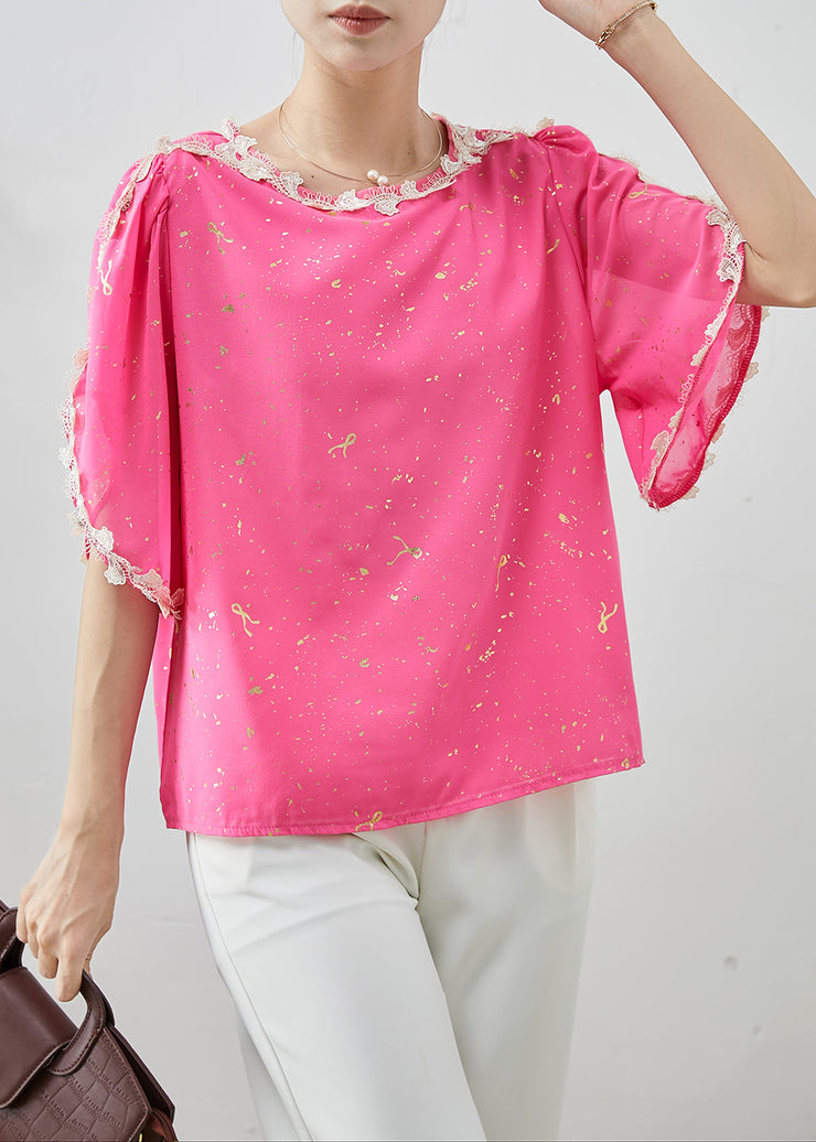 Beautiful Pink Sequins Patchwork Chiffon Tank Tops Summer