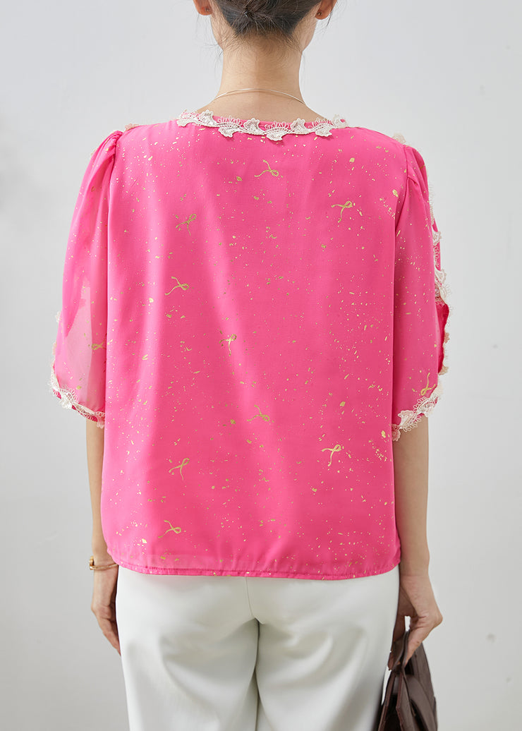 Beautiful Pink Sequins Patchwork Chiffon Tank Tops Summer