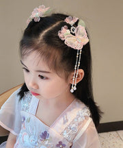 Beautiful Purple Alloy Butterfly Lotus Pearl Tassel Girls Hairpin