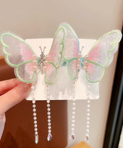 Beautiful Purple Alloy Tulle Butterfly Pearl Tassel Girls Hairpin