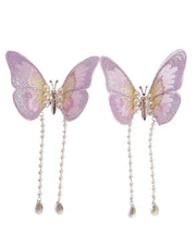 Beautiful Purple Alloy Tulle Butterfly Pearl Tassel Girls Hairpin