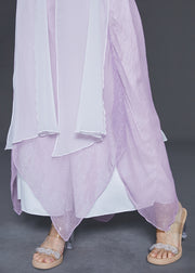 Beautiful Purple Asymmetrical Chiffon Dance Skirt Pants Summer