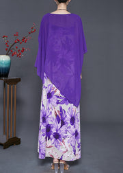 Beautiful Purple Asymmetrical Print Chiffon Women Sets 2 Pieces Summer