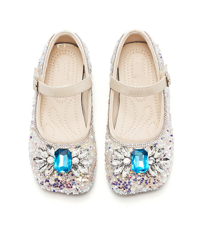 Beautiful Purple Crystal Zircon Kids Buckle Strap Flat Shoes