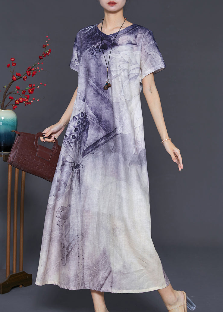 Beautiful Purple Tie Dye Cotton Long Dress Summer