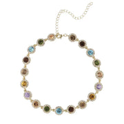 Beautiful Rainbow Alloy Zircon Tassel Collar Necklace