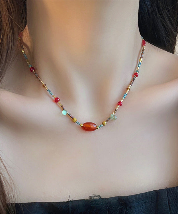 Beautiful Rainbow Beading Agate Princess Necklace