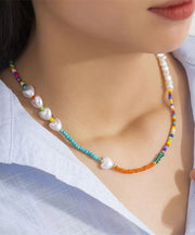 Beautiful Rainbow Crystal Pearl Seed Beads Love Gratuated Bead Necklace