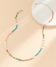 Beautiful Rainbow Crystal Pearl Seed Beads Love Gratuated Bead Necklace