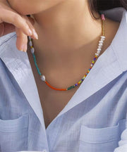 Beautiful Rainbow Crystal Pearl Seed Beads Love Gratuated Bead Necklace