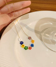 Beautiful Rainbow Overgild Floral Coloured Glaze Beading Necklace