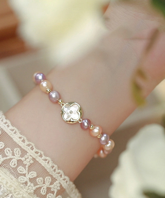 Beautiful Rainbow Sterling Silver Alloy Pearl Beading Bracelet