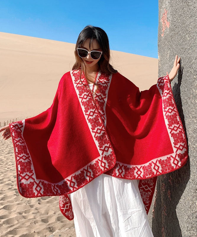 Beautiful Red Oversized Print Cashmere Shawl