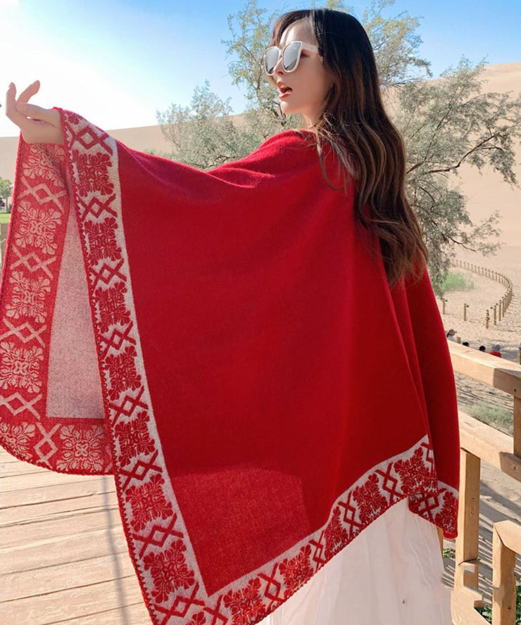 Beautiful Red Oversized Print Cashmere Shawl