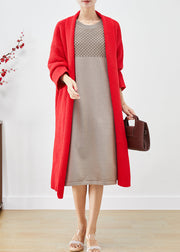 Beautiful Red Oversized Warm Knit Cardigans Fall