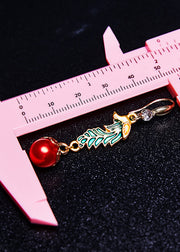 Beautiful Red Pearl Cloisonne Gilding Drop Earrings