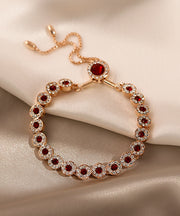 Beautiful Red Sterling Silver Alloy Zircon Crystal Tassel Charm Bracelet