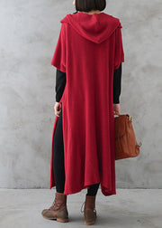 Beautiful Red V Neck Side Open Cashmere Knit Holiday Sweater Dress Fall