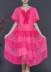 Beautiful Rose Dot Patchwork Tulle Mid Dress Summer