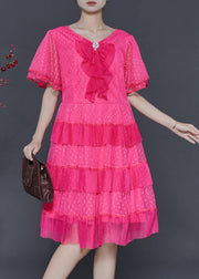 Beautiful Rose Dot Patchwork Tulle Mid Dress Summer