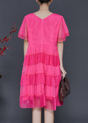 Beautiful Rose Dot Patchwork Tulle Mid Dress Summer