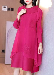 Beautiful Rose Turtleneck Zircon Patchwork Tulle Dresses Spring