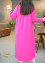 Beautiful Rose V Neck Zircon Knit Long Dress Winter