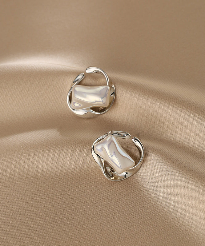 Beautiful Silk Copper Pearl Geometry Hoop Earrings