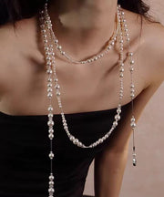 Beautiful White Alloy Pearl Crystal Gratuated Bead Necklace