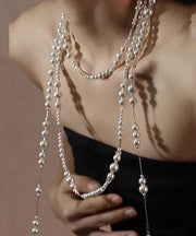 Beautiful White Alloy Pearl Crystal Gratuated Bead Necklace