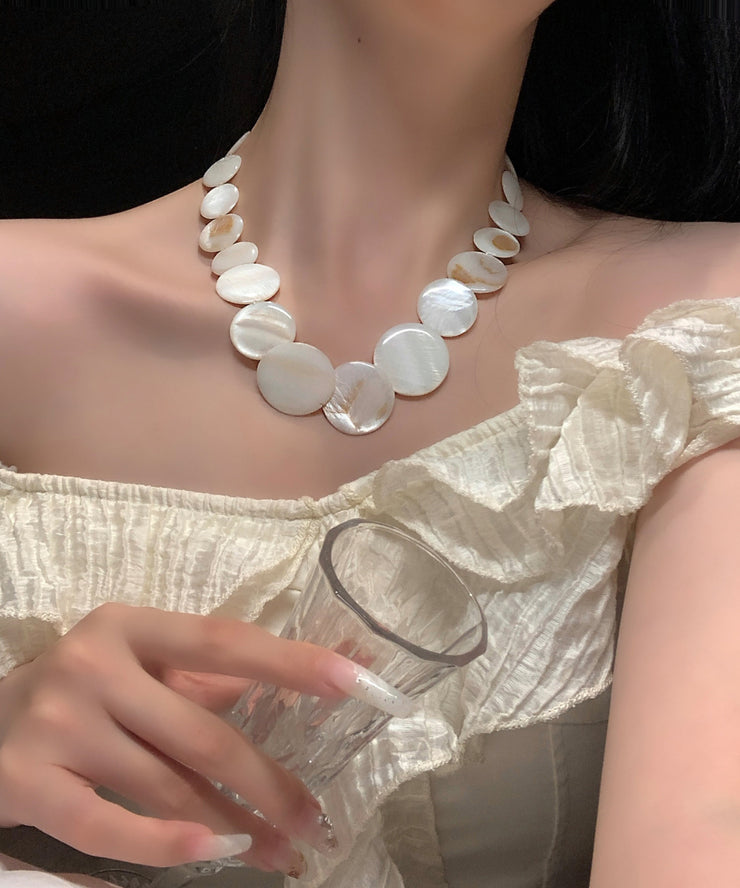 Beautiful White Alloy Pearl Shell Collar Necklace