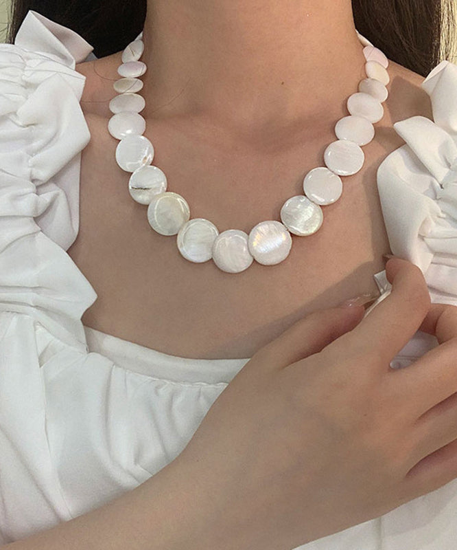 Beautiful White Alloy Pearl Shell Collar Necklace