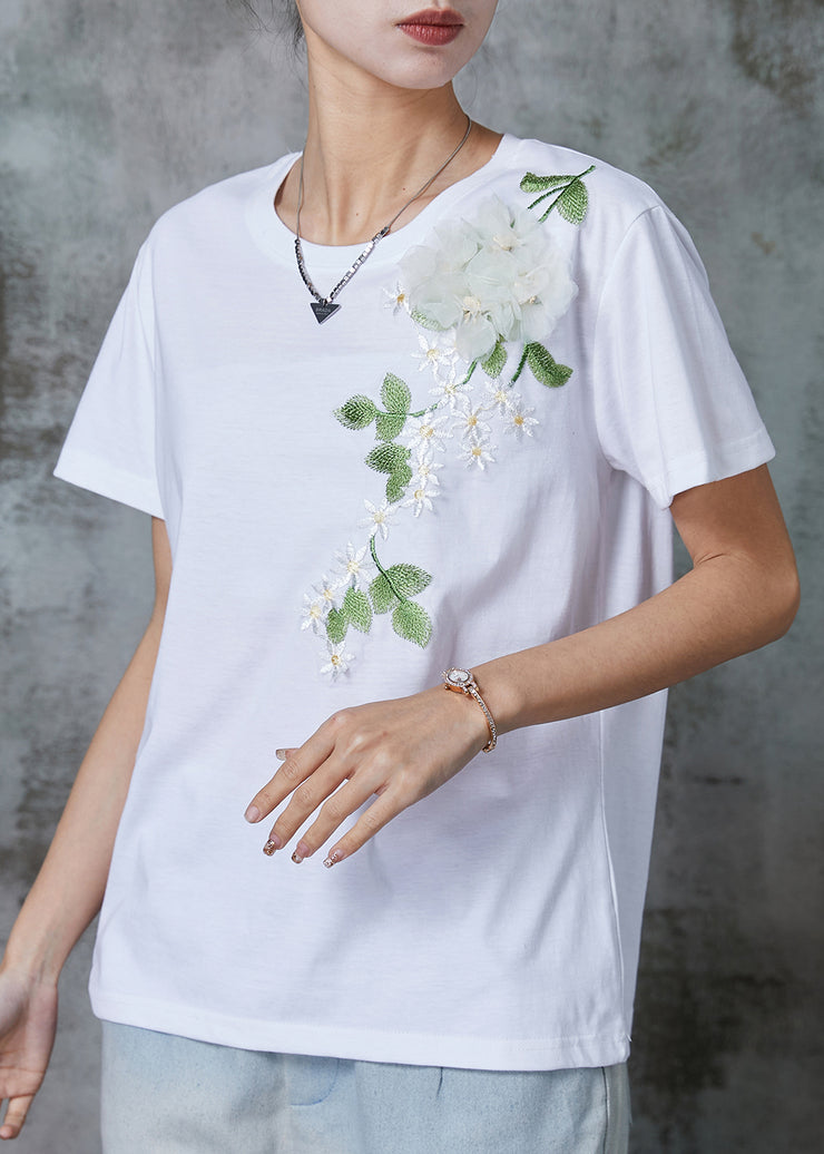 Beautiful White Embroideried Floral Cotton Top Summer