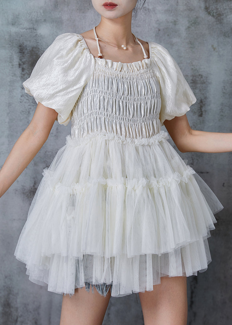 Beautiful White Halter Elastic Silk Mini Dress Summer
