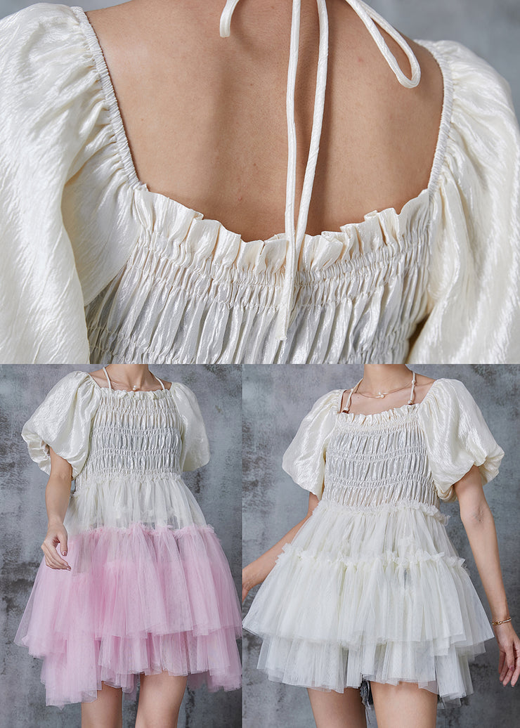 Beautiful White Halter Elastic Silk Mini Dress Summer