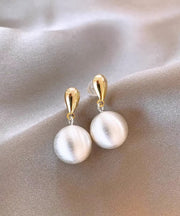 Beautiful White Metal Alloy Spherical Drop Earrings