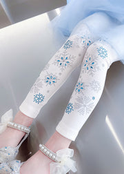 Beautiful White Nail Bead Sequins Girls Tights