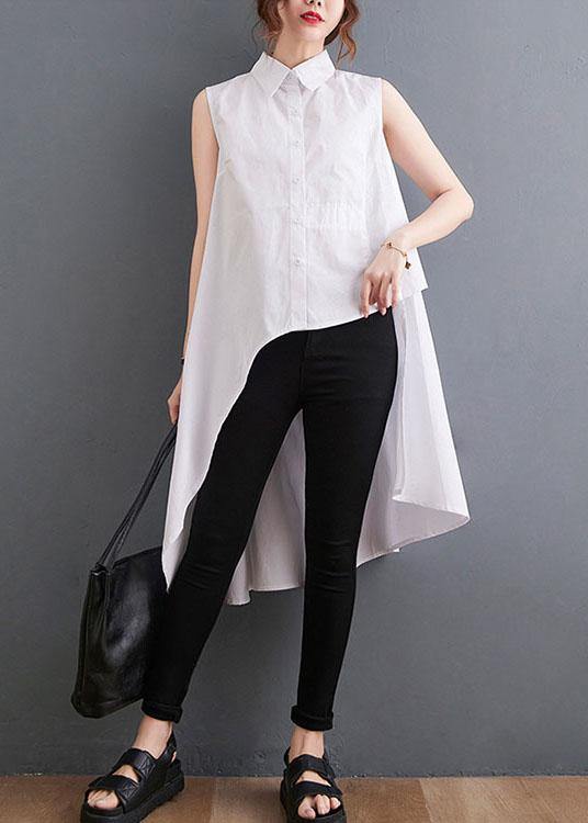 Beautiful White Peter Pan Collar Button Cotton Shirt Summer