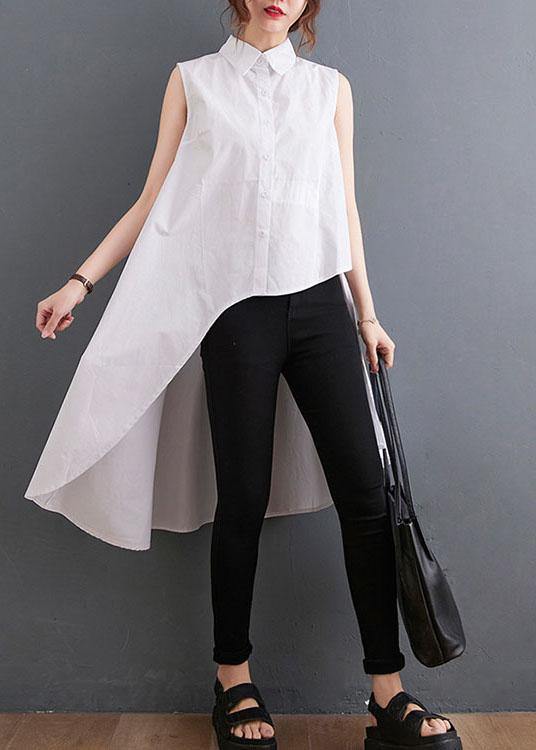 Beautiful White Peter Pan Collar Button Cotton Shirt Summer