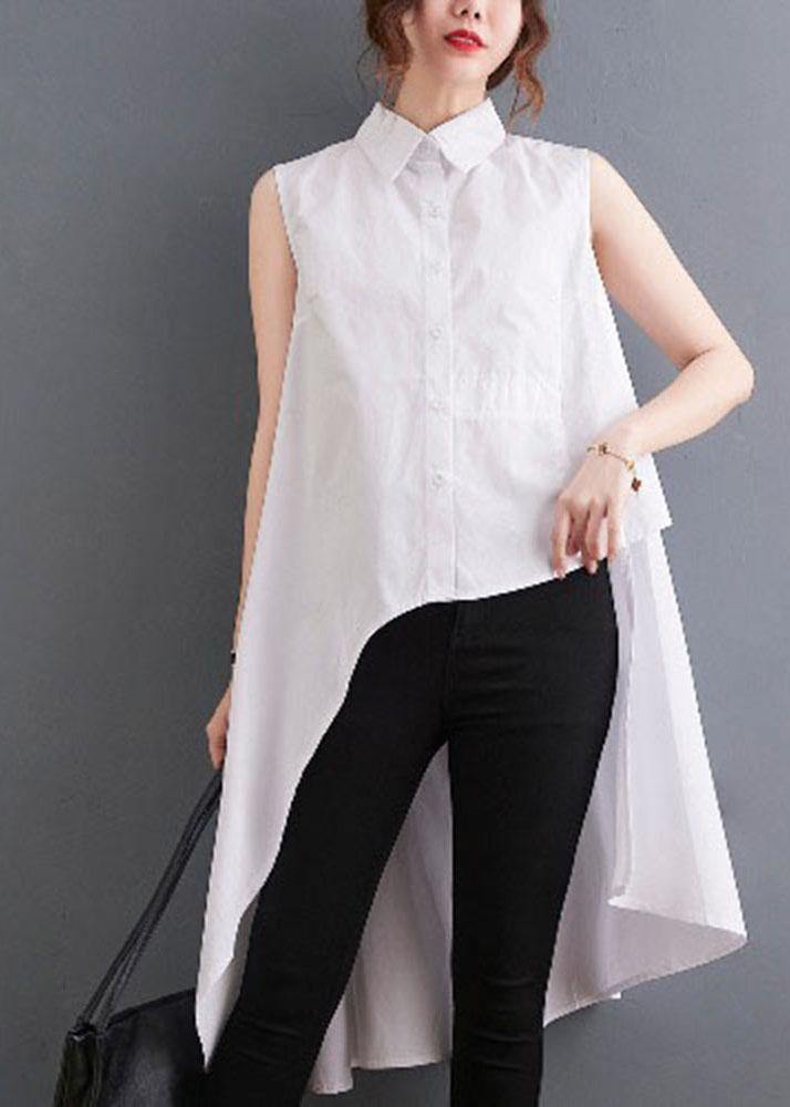 Beautiful White Peter Pan Collar Button Cotton Shirt Summer