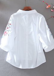 Beautiful White Peter Pan Collar Embroidered Top Summer