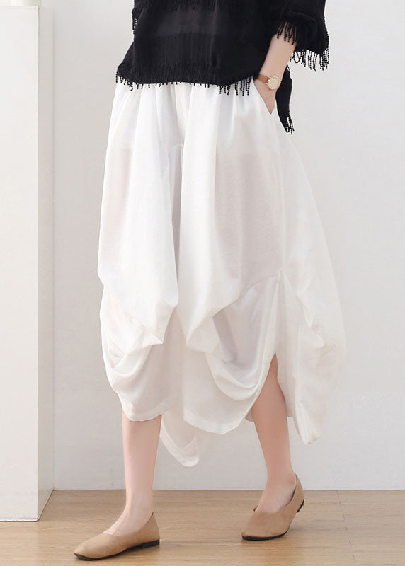 Beautiful White Solid High waist Side Open Cotton Harem Pants Summer