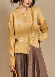 Beautiful Yellow Button Cozy Knit Cardigan Winter