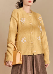 Beautiful Yellow Button Cozy Knit Cardigan Winter