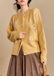 Beautiful Yellow Button Cozy Knit Cardigan Winter