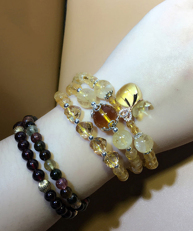 Beautiful Yellow Crystal Rosary Multi Loop Charm Bracelet