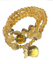 Beautiful Yellow Crystal Rosary Multi Loop Charm Bracelet