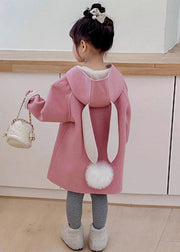 Beautiful Yellow Hooded Pockets Patchwork Woolen Girls Coat Spring