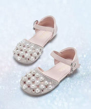 Beige Buckle Strap Nail Bead Zircon Best Baby Girls Sandals For Walking