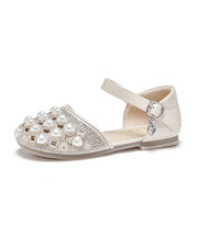 Beige Buckle Strap Nail Bead Zircon Best Baby Girls Sandals For Walking